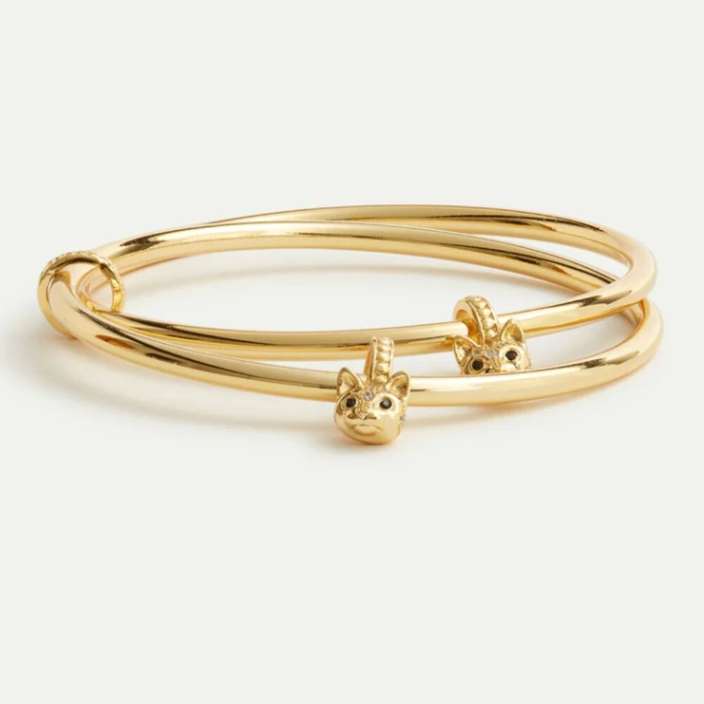 Les Néréides Cat Head Double Golden Cuff Bracelet
